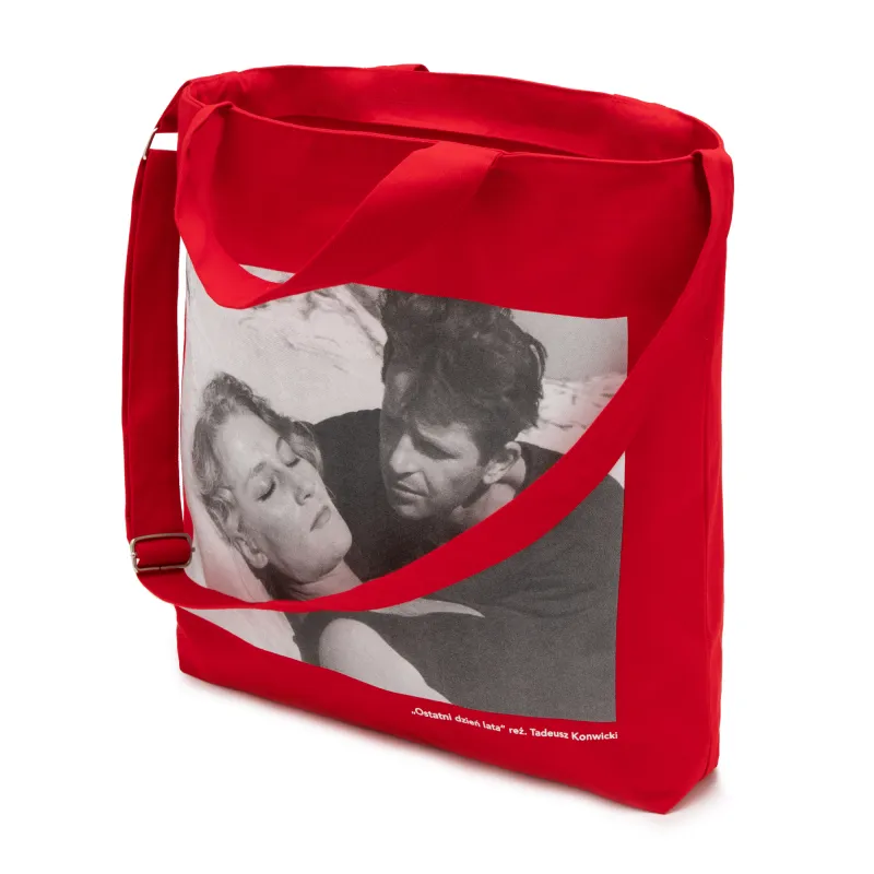 Rote Umhängetasche mit Fotodruck