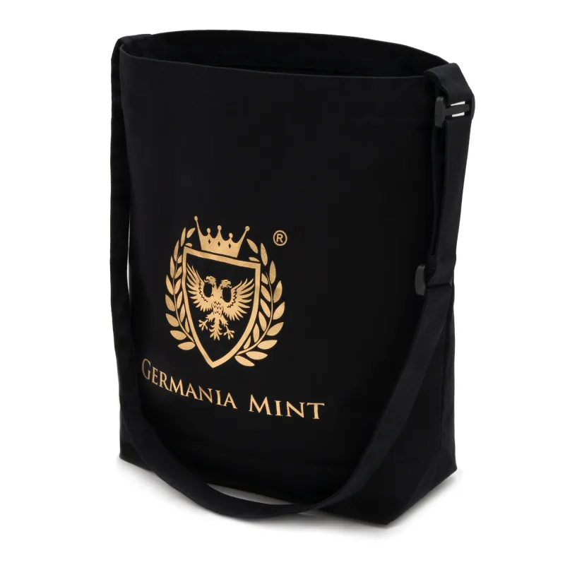 Schwarze Tasche mit Gold-Logo